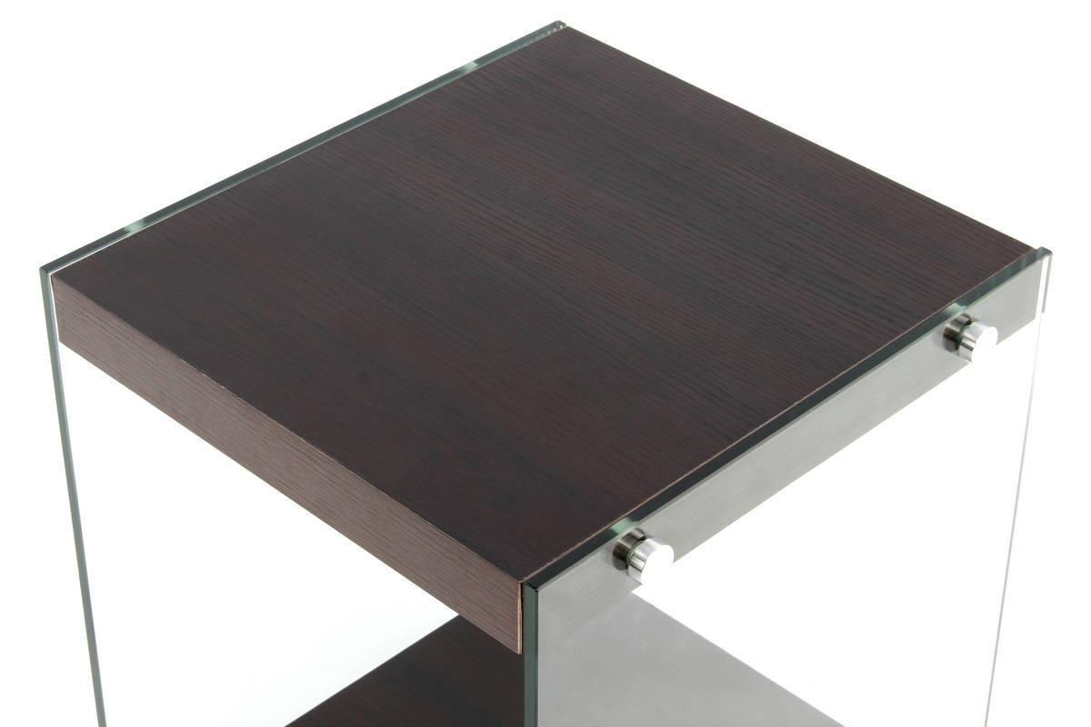 Beistelltisch ELEMENTARY aus Glas und Dekor in Dunkelbraun Detail Top