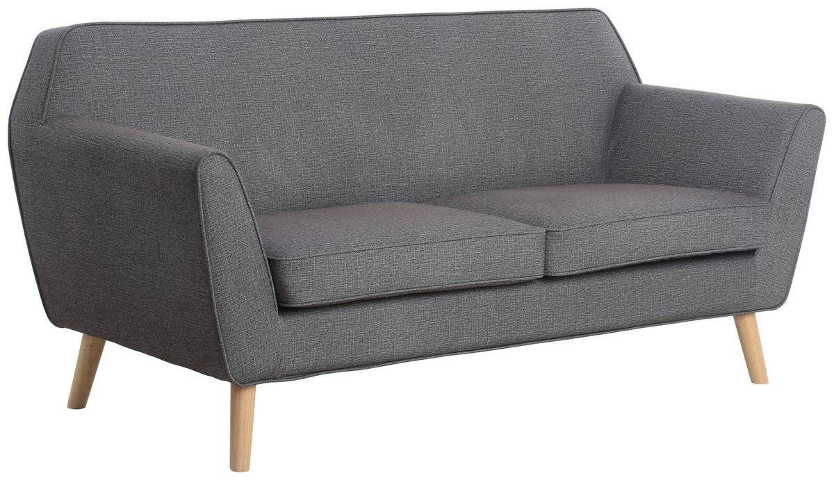 3-Sitzer-Sofa Lara - Dunkelgrau/Naturfarben, KONVENTIONELL, Holz/Textil (178/83/79cm) - P & B