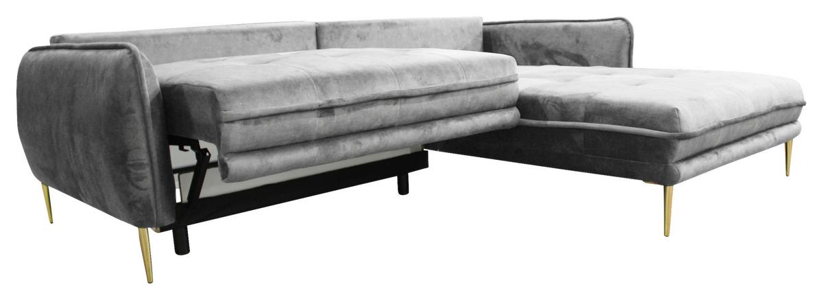 Ecksofa Whisper Grau S: 264x196 cm - Goldfarben/Grau, Design, Textil (264/196cm) - MID.YOU