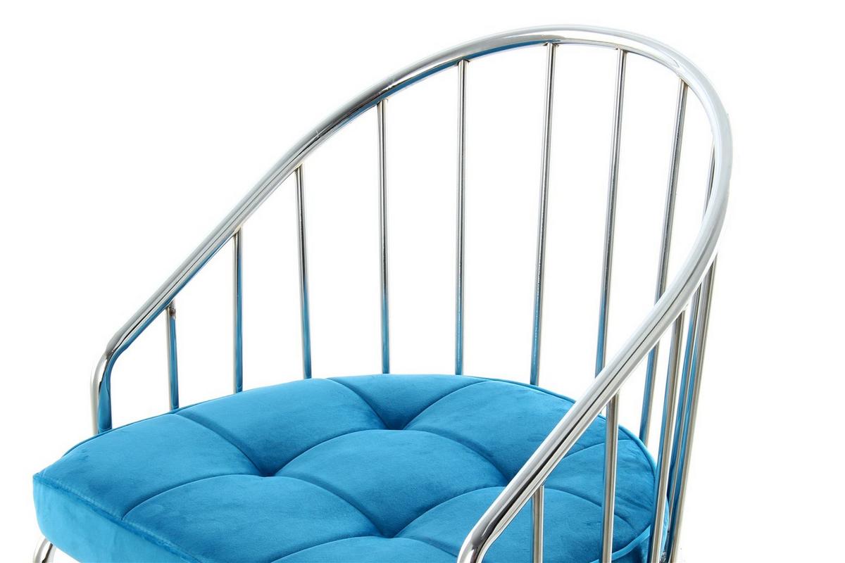 STOLIČKA PALMA 100 - modrá/chrómová, Design, kov/textil (51/83/51cm) - Kayoom