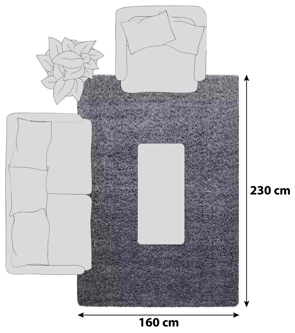 Hochflor Teppich Grau Dream 160x230 cm - Grau, KONVENTIONELL, Textil (160/230cm) - Novel
