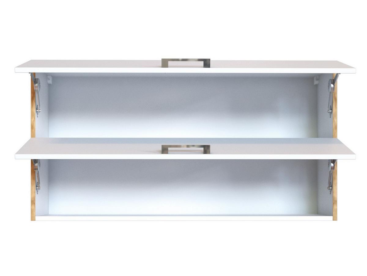 Küchenoberschrank B: 110 cm Eiche Dekor/Weiß 2 Klappen - Eiche Wotan/Weiß, MODERN, Holzwerkstoff (110/57/34cm) - Held
