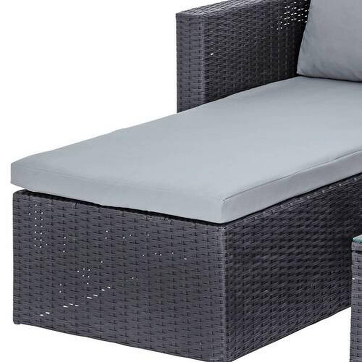 Lounge-garnitúra Sky - fekete/sötétszürke, Modern, műanyag/Üveg (137/198cm) - Ondega