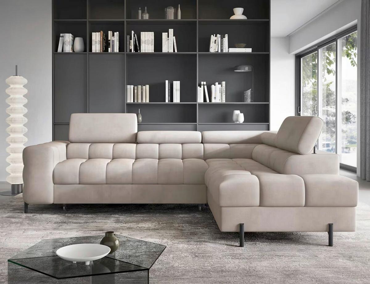 Ecksofa Ferucce Beige S: 276x200 Cm - Beige/Schwarz, Design, Textil (276/200cm) - MID.YOU