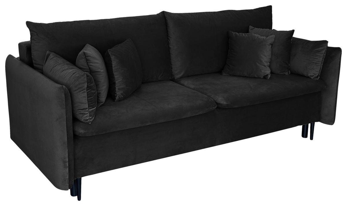 Schlafsofa Mit Bettkasten Orlando Schwarz B: 220 Cm - Schwarz, Design, Textil (220/96/102cm) - MID.YOU