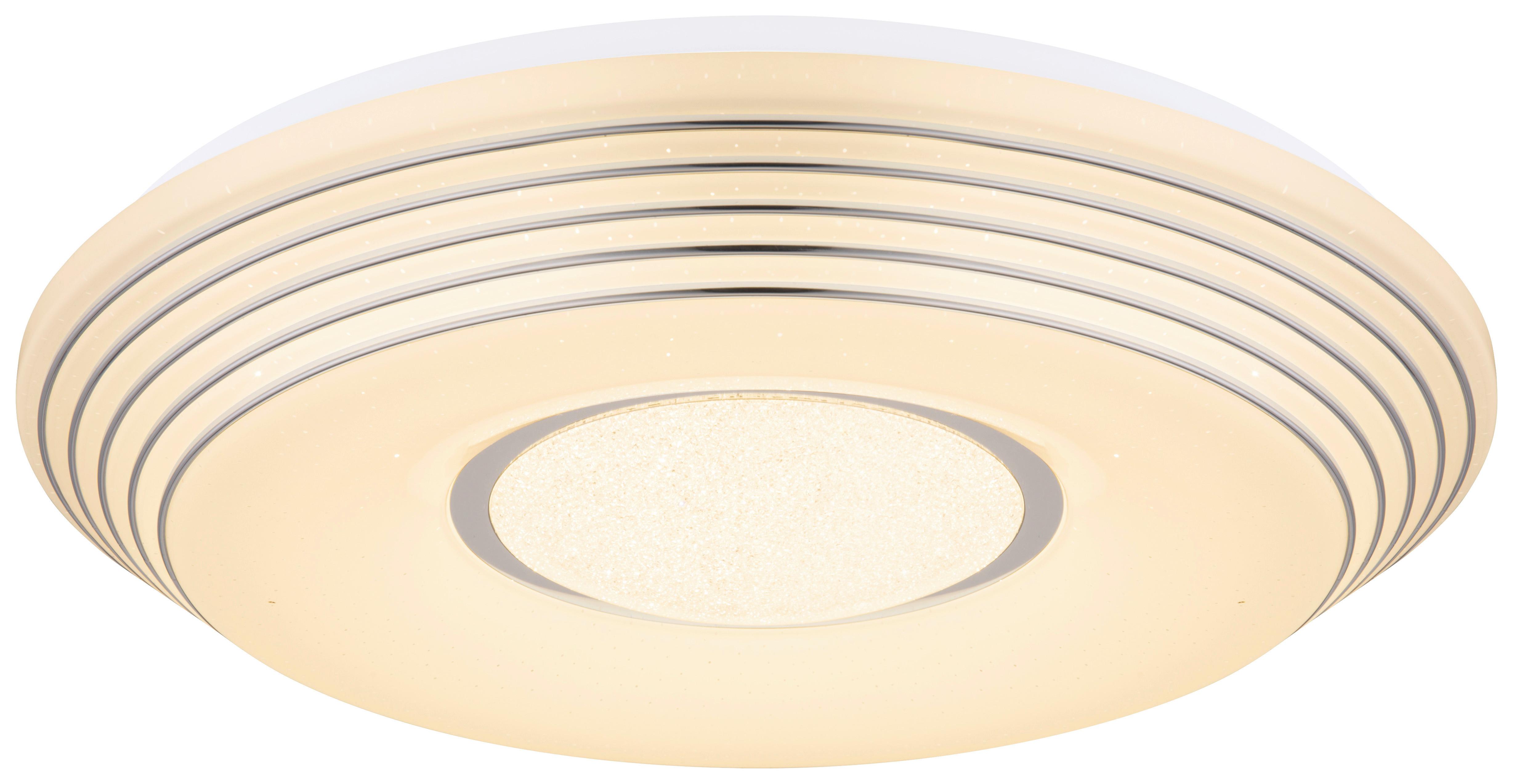LED-Deckleuchte Pillo Ø 50 cm mit Fernbedienung - Klar/Weiß, Basics, Kunststoff/Metall (50/8.5cm) - Globo
