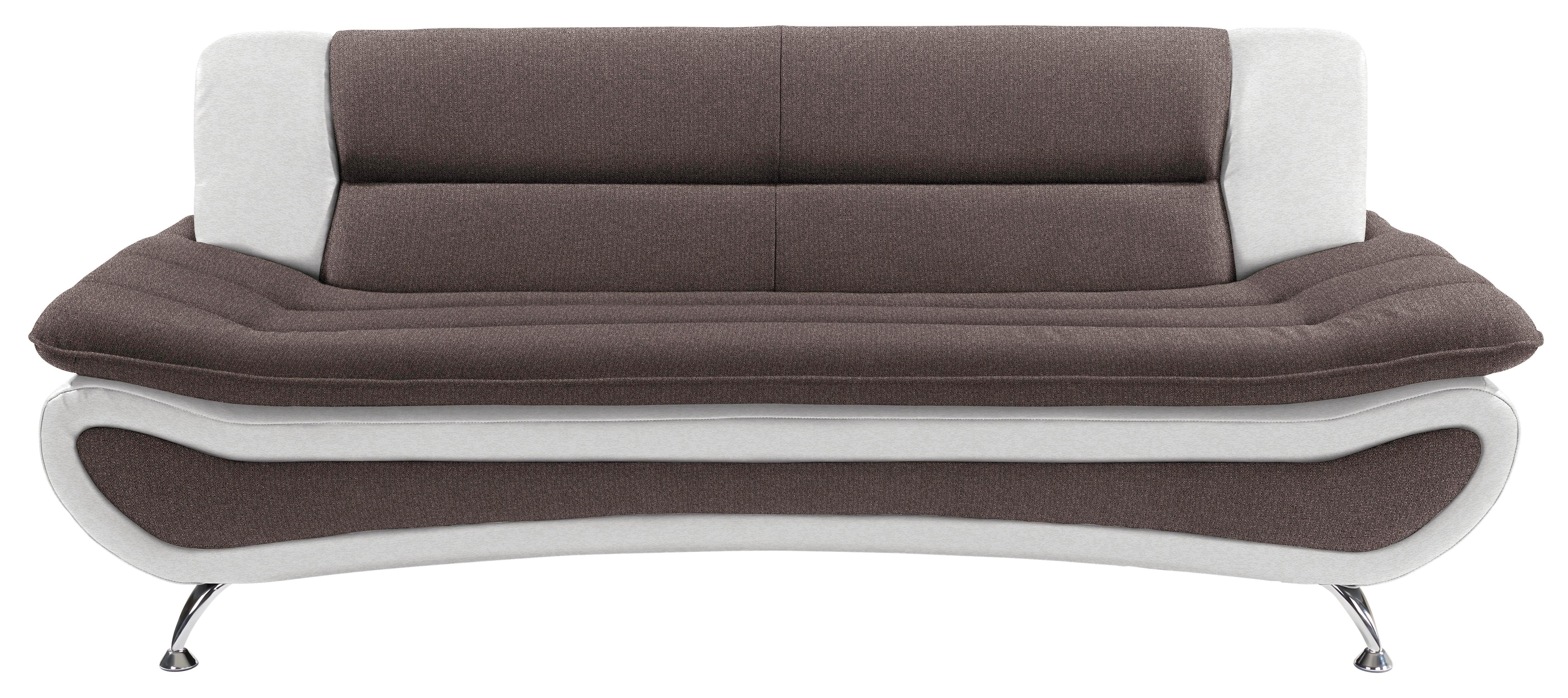 Dreisitzer-sofa Atlantis B: 198cm - Chromfarben/Braun, MODERN, Textil (198/81/89cm)