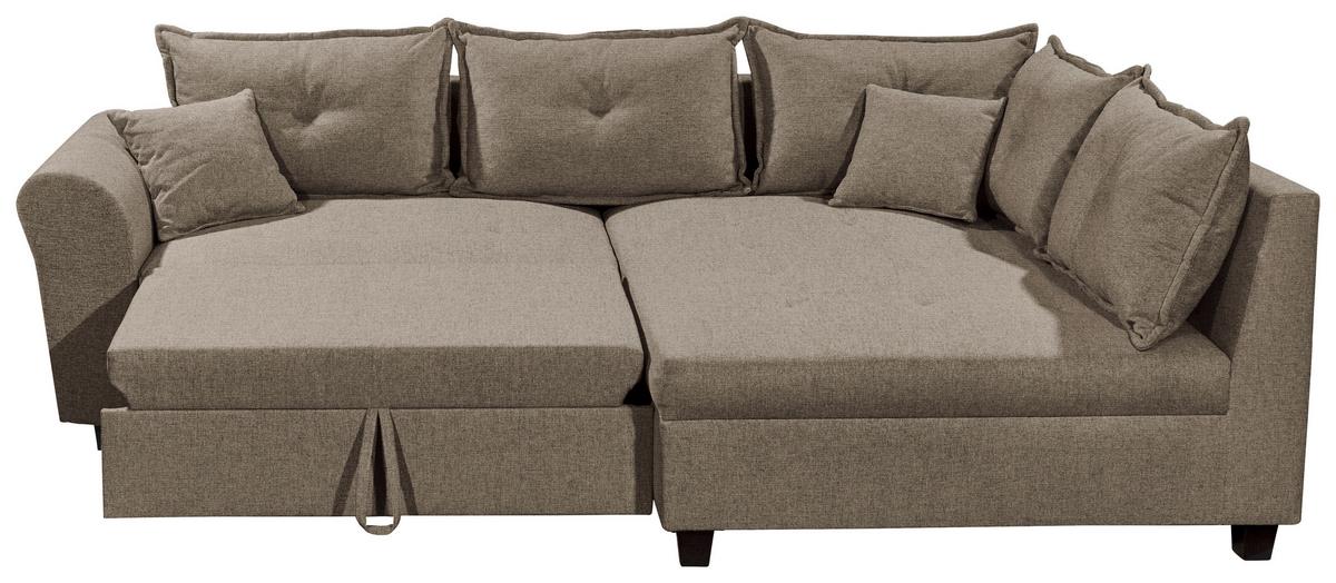 Ecksofa Liz Braun S: 252x175 cm - Schwarz/Braun, MODERN, Textil (252/175cm) - Livetastic