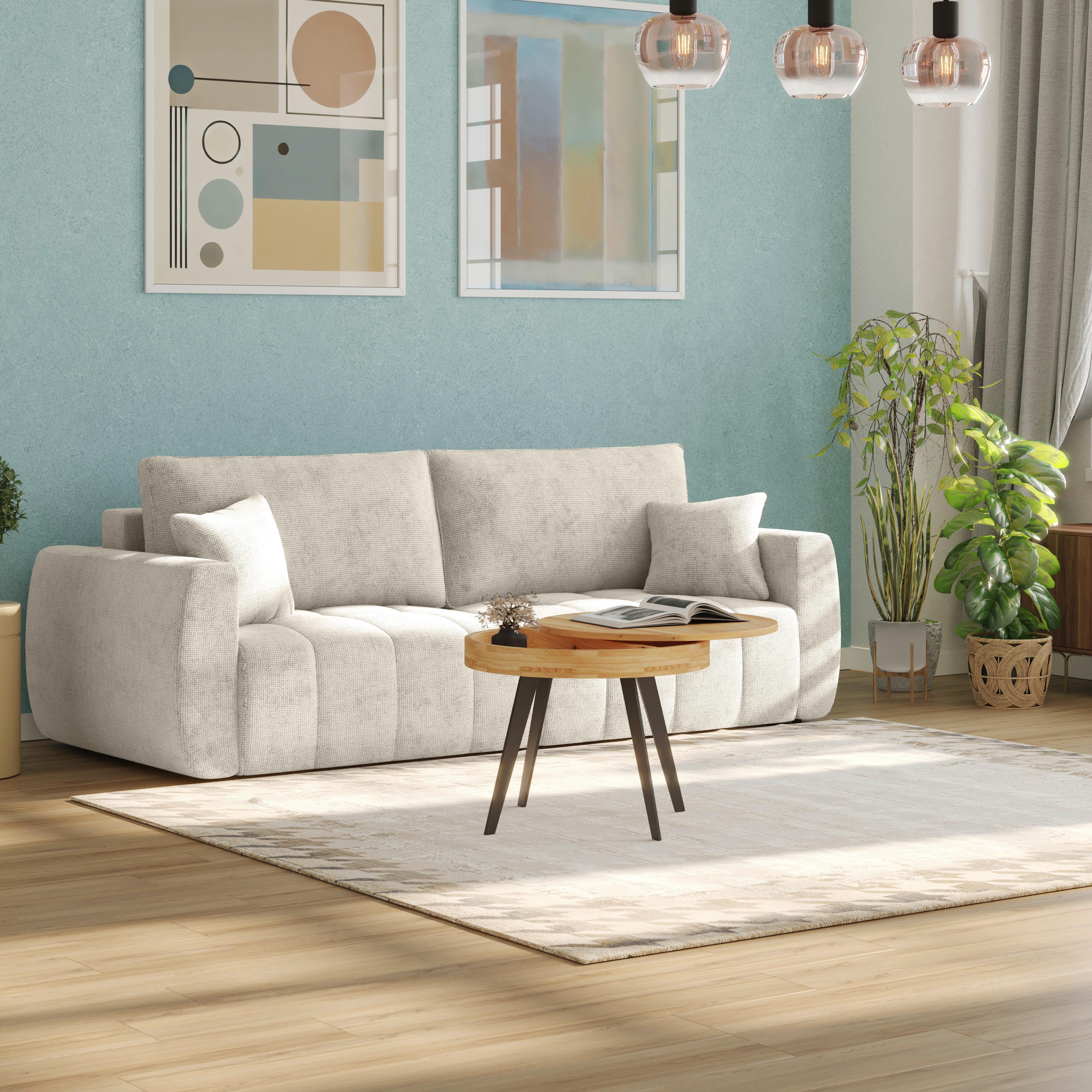 Schlafsofa Bali - Creme/Schwarz, MODERN, Holz/Textil (245/74-90/104cm) - Luca Bessoni