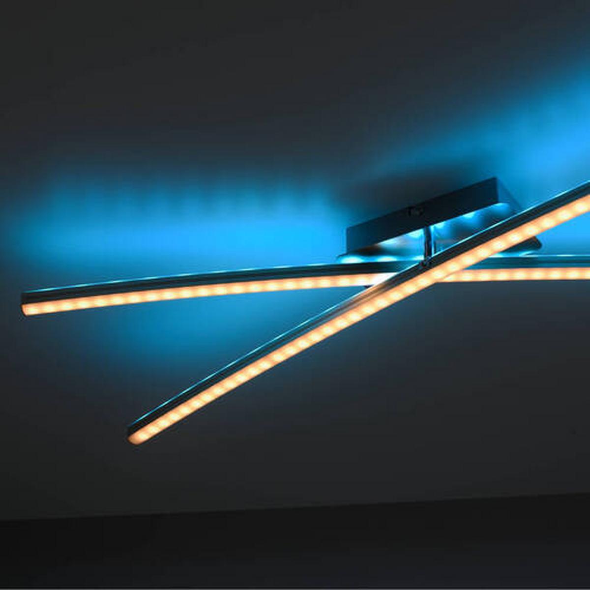 Led-deckenleuchte Alina L: 80,5 Cm Mit Farbwechsler - Silberfarben, Design, Kunststoff/Metall (80,5/80,5/11cm)
