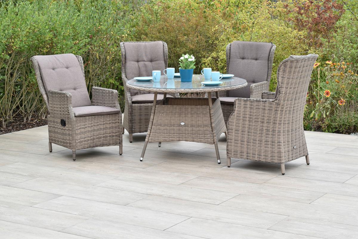 Gartenset Riviera - Naturfarben/Grau, MODERN, Kunststoff/Textil - Gardenson
