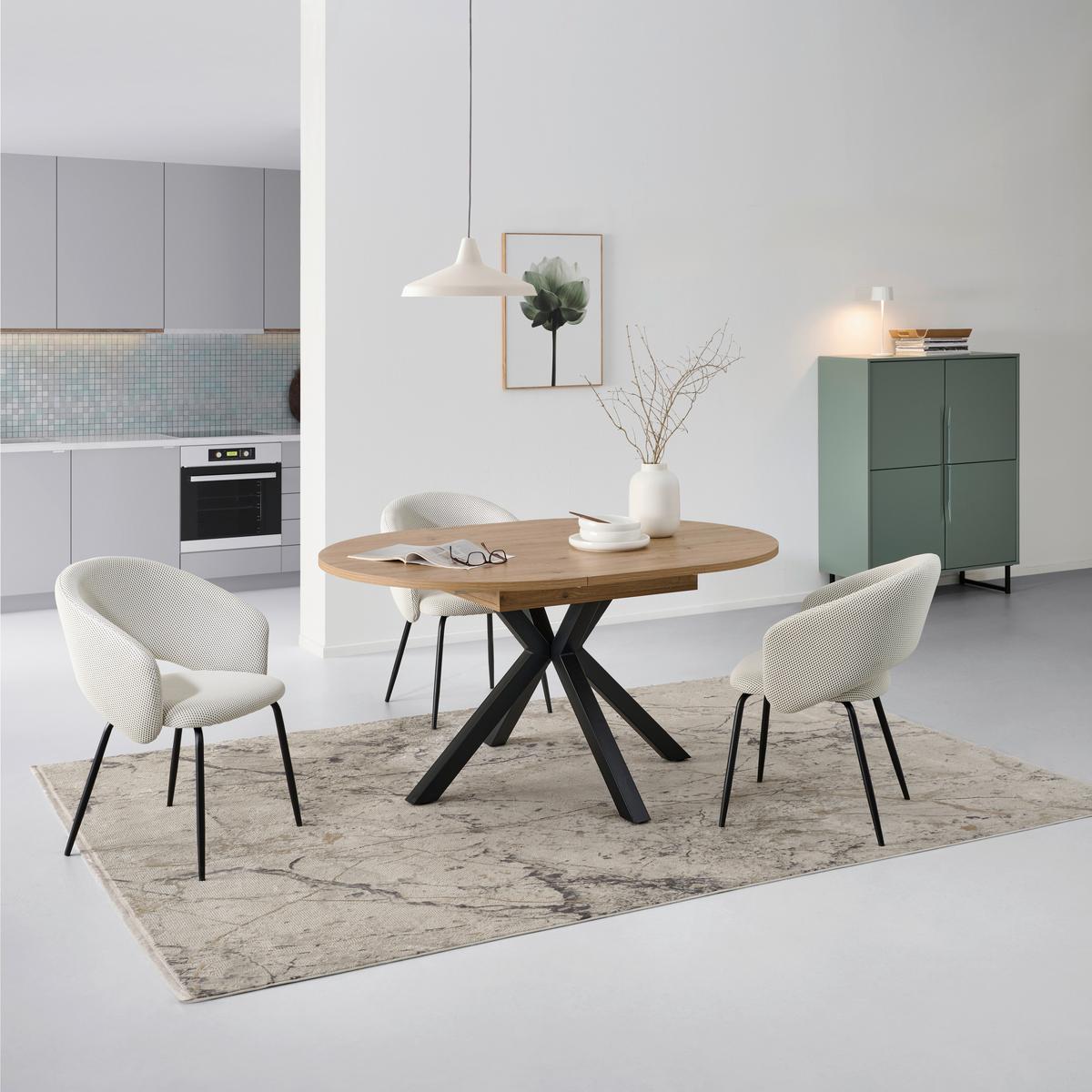 Ausziehtisch Bozan 110 Az 110-150x76x110cm Eiche - Schwarz/Eiche Artisan, KONVENTIONELL, Holzwerkstoff/Metall (110-150/76/110cm) - MID.YOU