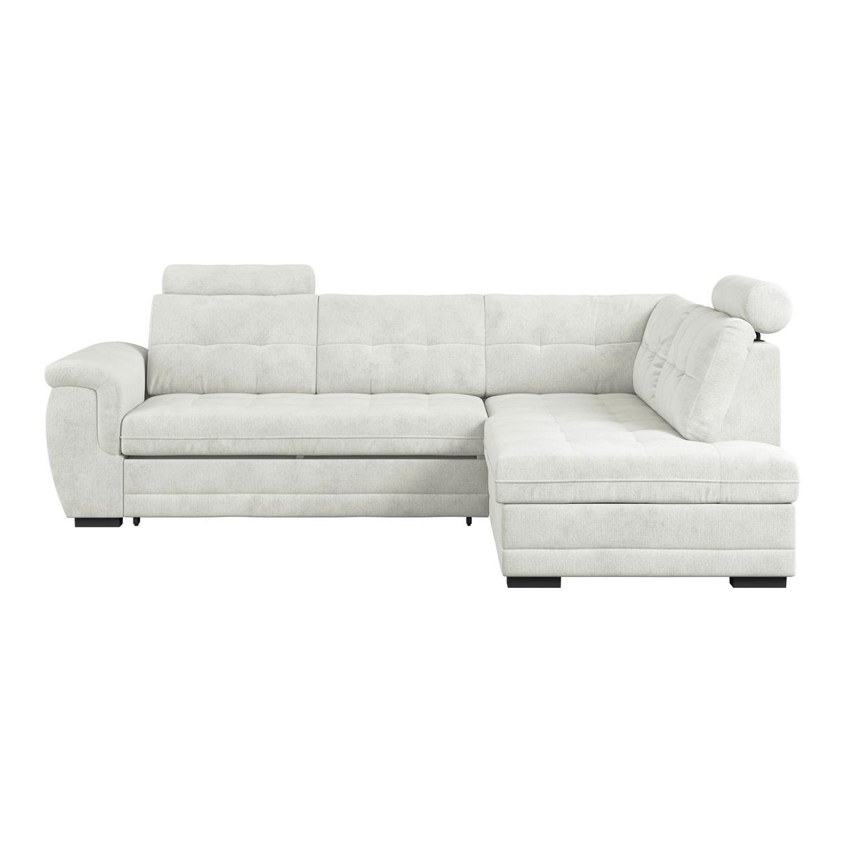 Ecksofa mit Schlaffunktion Falco new Creme 251x183 cm - Creme/Schwarz, KONVENTIONELL, Textil (251/183cm) - Ondega