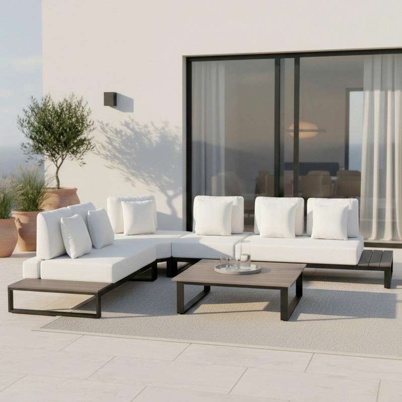 TERASOVÁ SEDACIA SÚPRAVA SILVANO - čierna/sivá, Modern, kov/textil (323/79cm) - Bessagi Garden