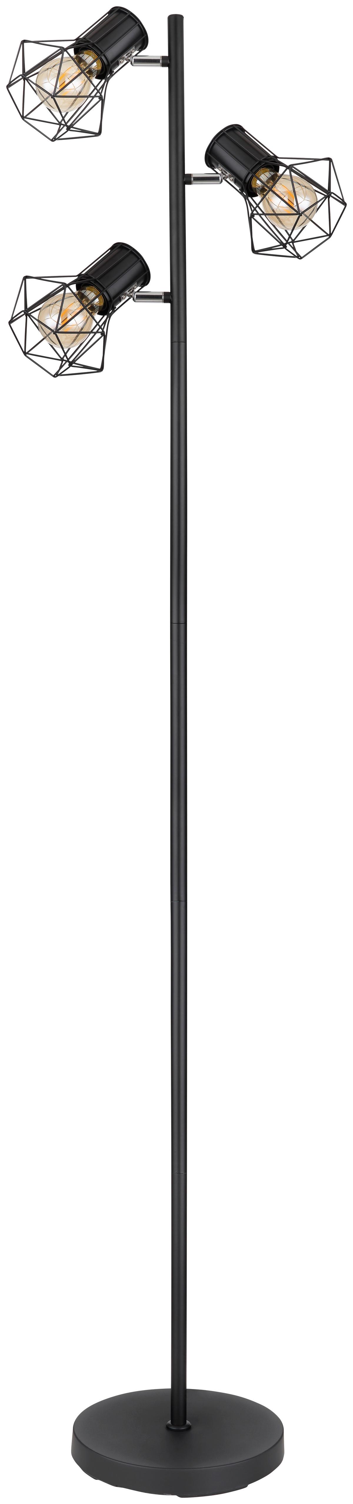 Stehlampe Schwarz Matt inkl. Fußschalter - Schwarz, Basics, Metall (30,5/25/161cm) - Globo