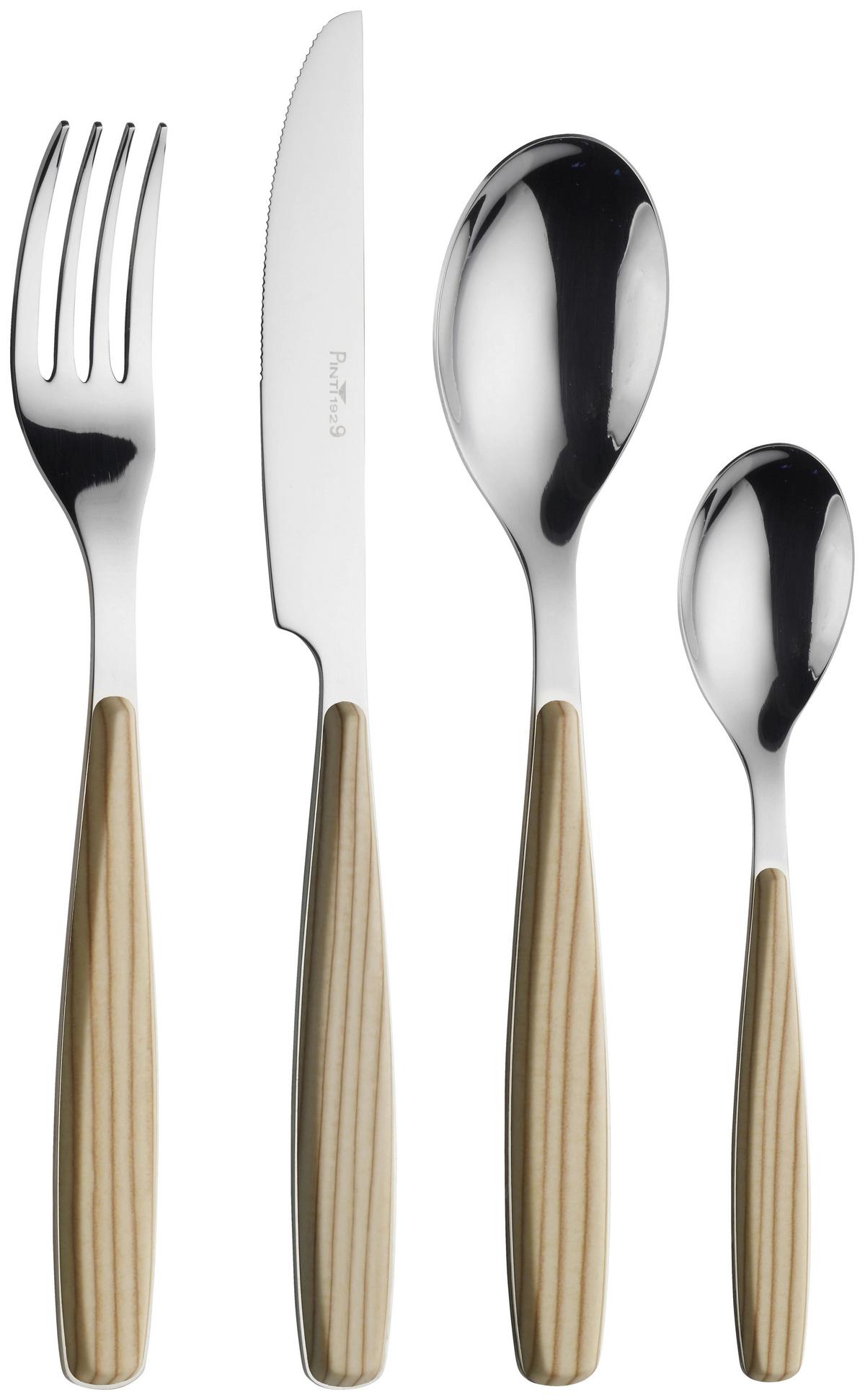 Besteckset Riva Birch 16-Tlg., Kunststoff, Stahl - Greige, Basics, Kunststoff/Metall - Pintinox