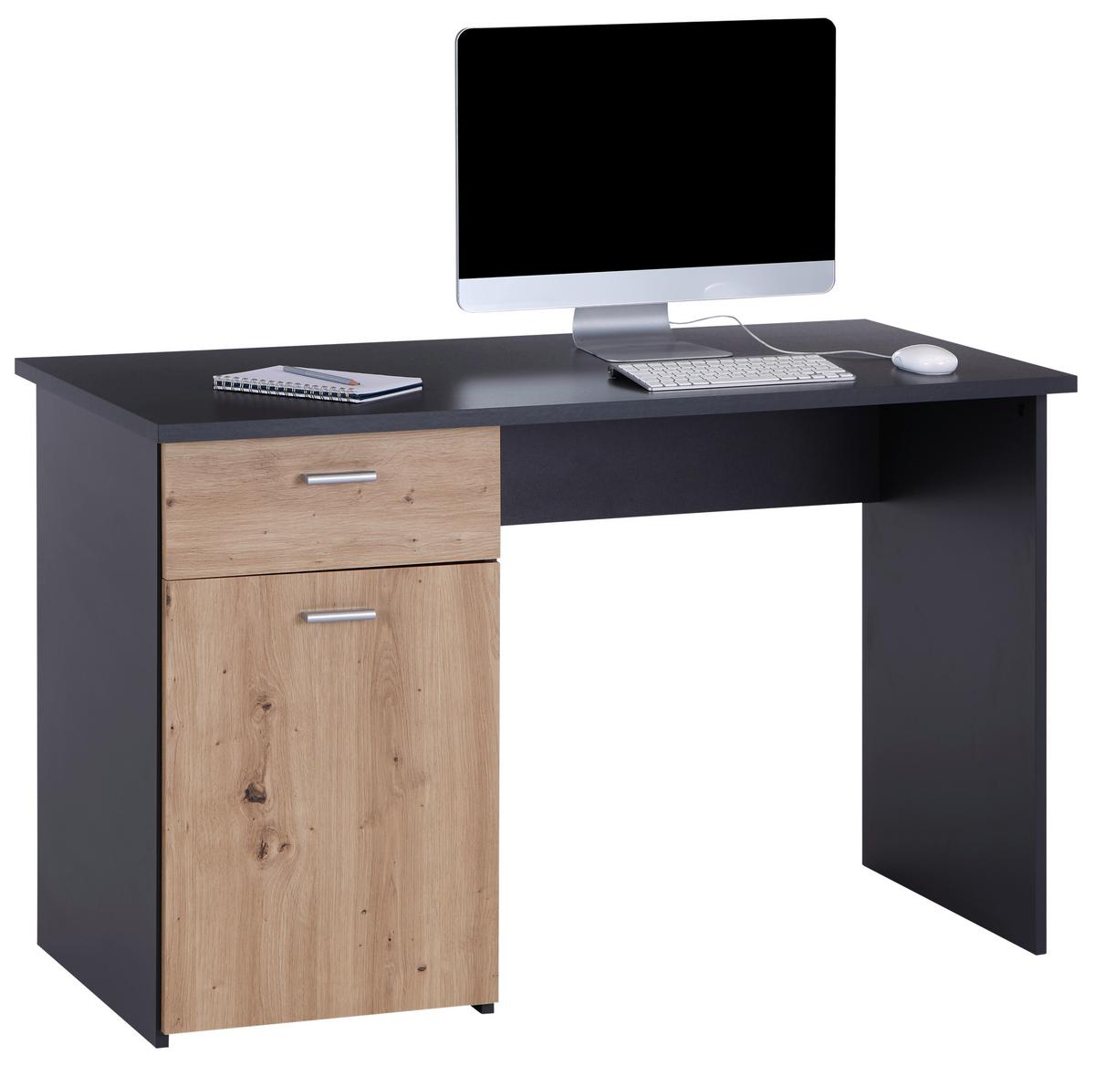 Moderner Schreibtisch in Holzoptik Anthrazit und