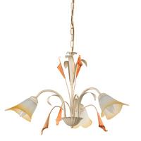 Kronleuchter 4722/3 3xe14 Weiß Schmiedeeisen - Weiß, Natur, Glas/Metall (60/100cm)