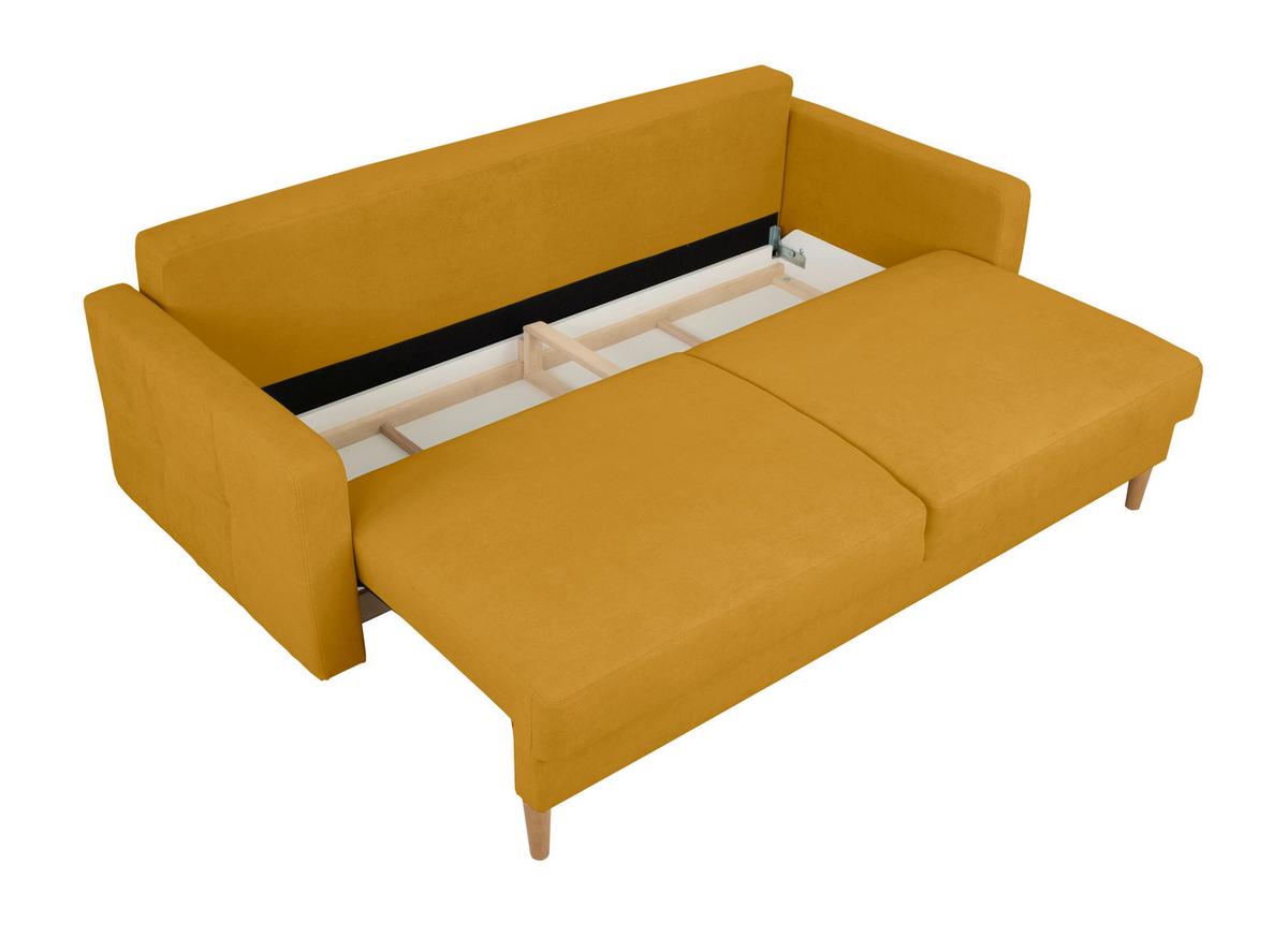 Schlafsofa Noret, Gelb B: 222 Cm - Gelb/Buchefarben, Design, Textil (222/93/99cm) - MID.YOU