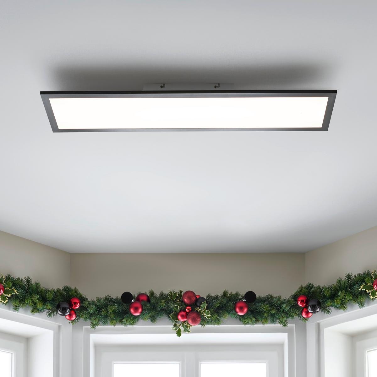 STROPNÉ LED SVIETIDLO JUO - čierna/biela, Modern, kov/plast (80/20/6,5cm) - Mömax