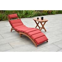 Gartenliege Holz Inkl. Auflage Rot - Eukalyptusholzfarben/Beige, KONVENTIONELL, Holz/Textil - Gardenson