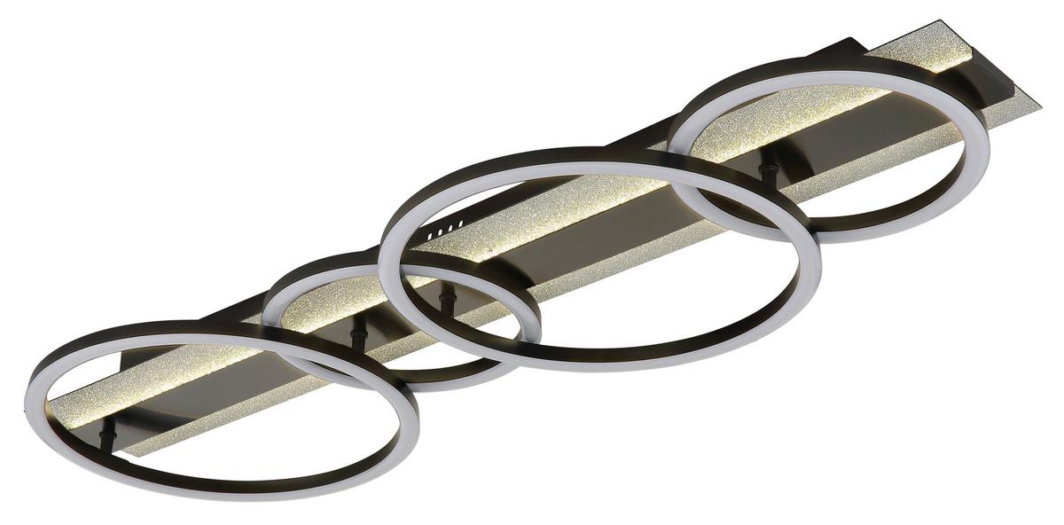 LED-Deckenleuchte 4000k., 55w - Silberfarben/Schwarzchrom, Design, Kunststoff/Metall (86,2/30/8,8cm) - Globo