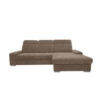 Rohová sedačka MALAGA, pravá, hnědá žinylka - barvy chromu/hnědá, Konvenční, kov/dřevo (286/203cm) - Ondega