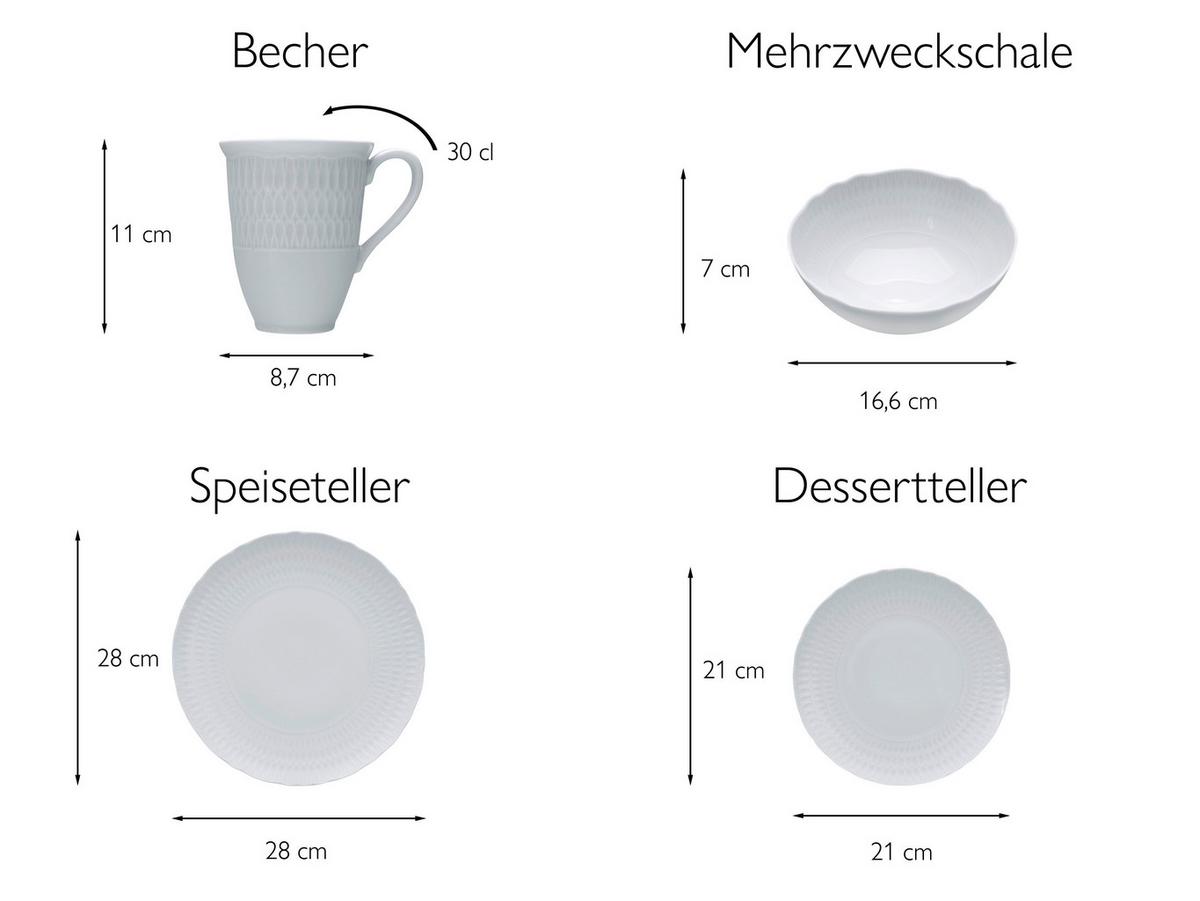 Kombiservice Sofia 16--Teilig., Weiß - Weiß, Design, Keramik - Creatable
