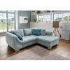 Ecksofa mit Schlaffunktion Flora Blau Kord - Blau/Silberfarben, Design, Textil (250/190cm) - MID.YOU