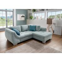 Ecksofa mit Schlaffunktion Flora Blau Kord - Blau/Silberfarben, Design, Textil (250/190cm) - MID.YOU