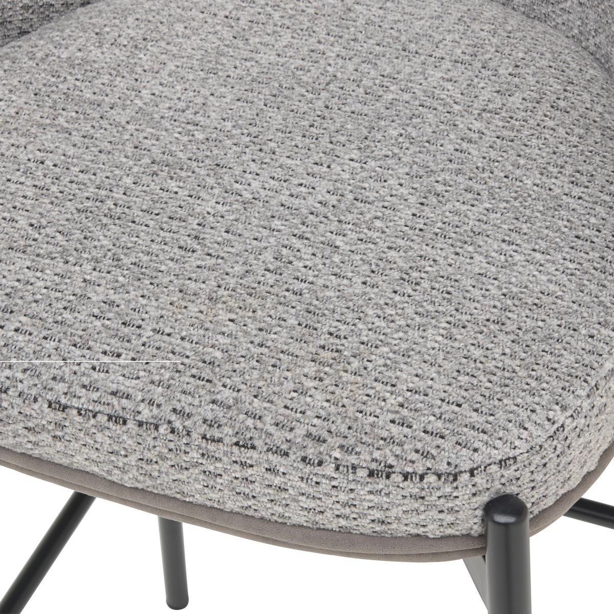 Barhocker Corey Samt Grau B: 53,5 Cm - Schwarz/Grau, MODERN, Textil/Metall (53,5/101/54cm) - MID.YOU