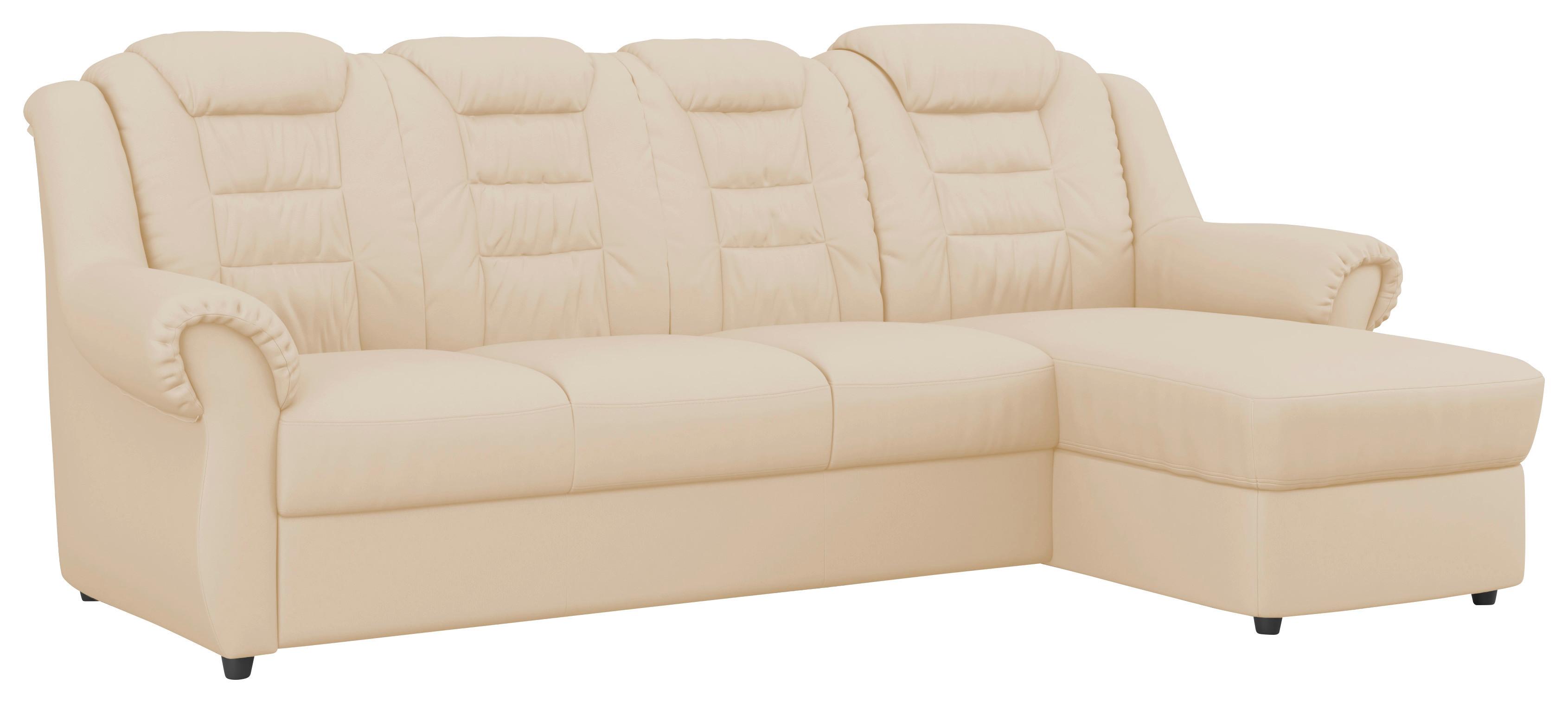 Ecksofa Boston Beige Lederlook - Beige/Schwarz, KONVENTIONELL, Textil (262/165cm) - Livetastic