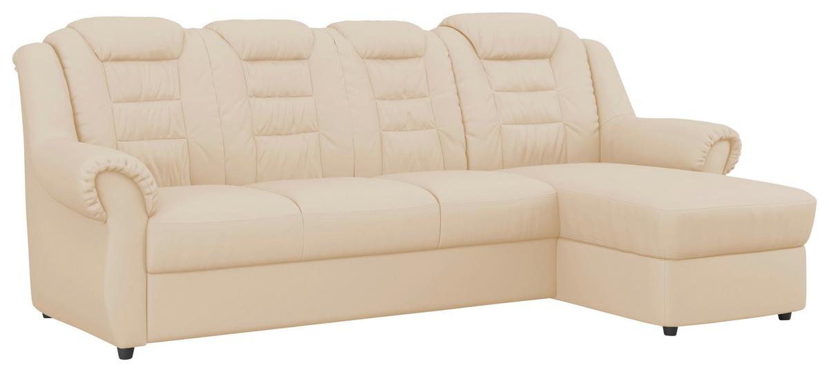 Ecksofa Boston Beige Lederlook - Beige/Schwarz, KONVENTIONELL, Textil (262/165cm) - Livetastic