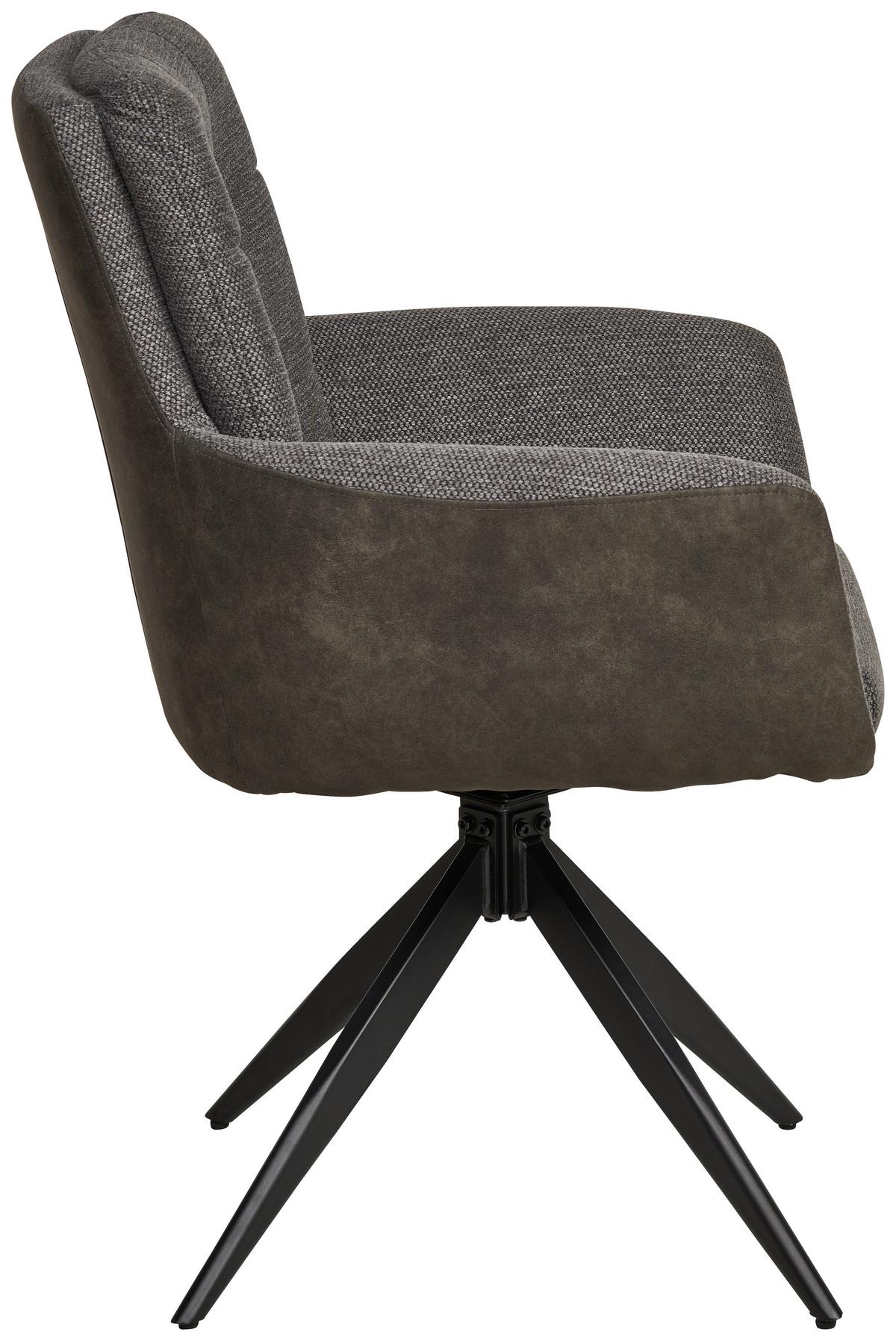 Armlehnstuhl Naim Grau B: 60 Cm, 180 ° Drehbar - Schwarz/Grau, KONVENTIONELL, Holz/Textil (60/93/66cm) - MID.YOU