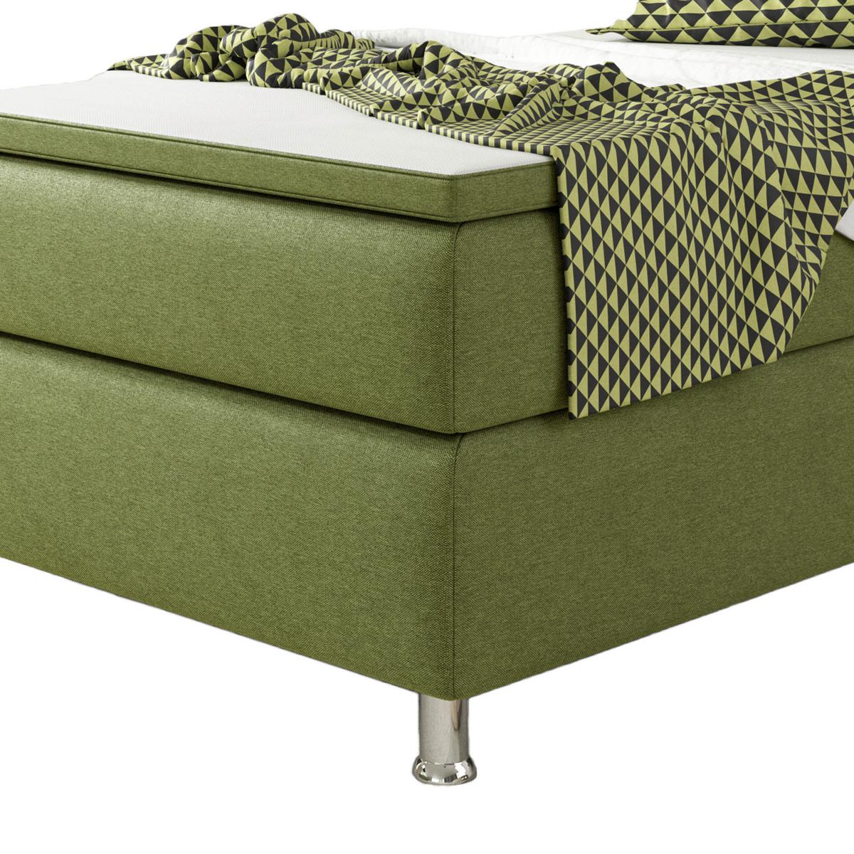 Boxspringbett Mit Topper / Matratze 90x200 Cm Köln - Silberfarben/Grün, KONVENTIONELL, Textil (90/115/210cm) - MID.YOU