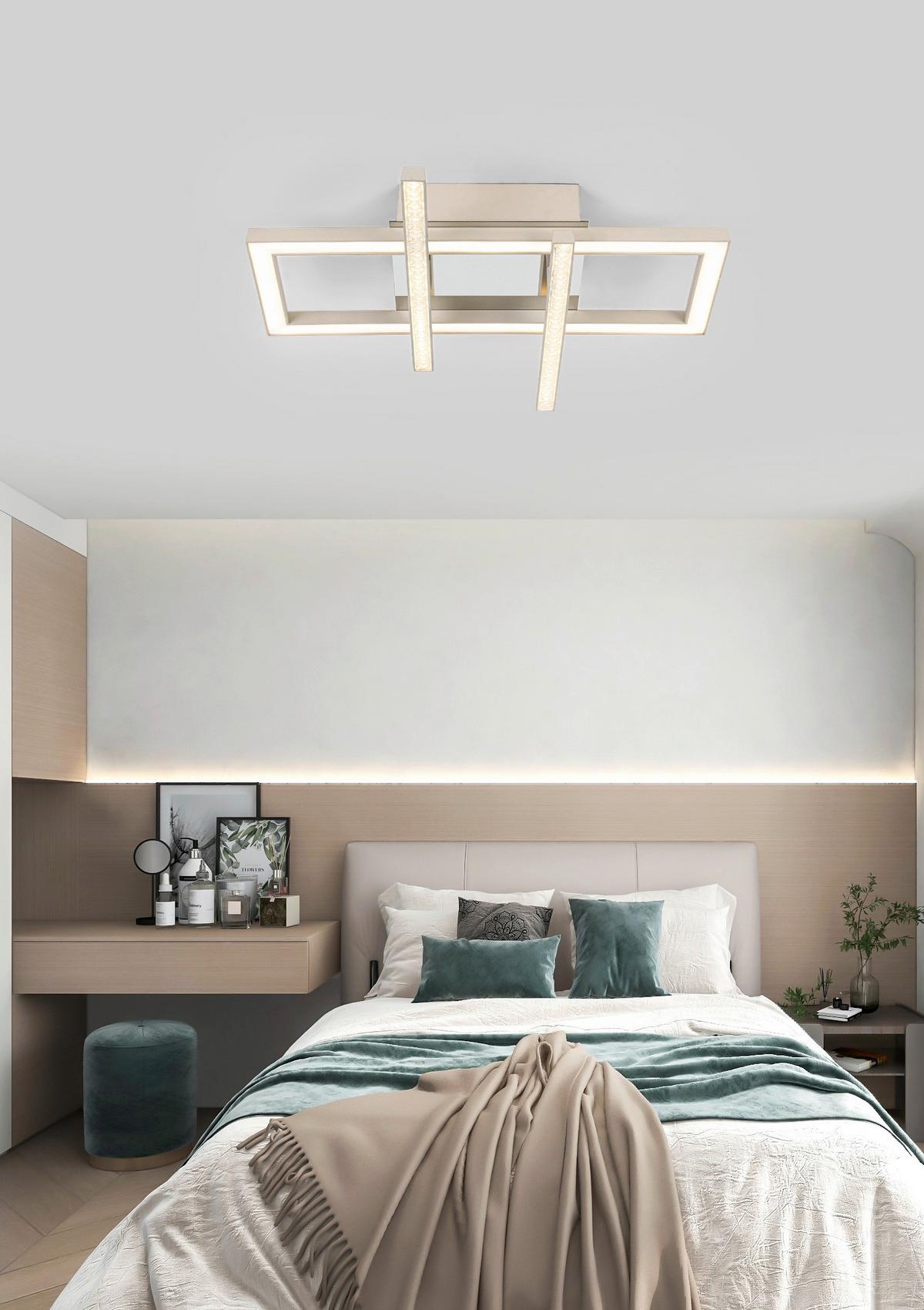 LED-Deckenleuchte Lusa - Sandfarben/Chromfarben, MODERN, Kunststoff/Metall (34/32/6,7cm) - Luca Bessoni