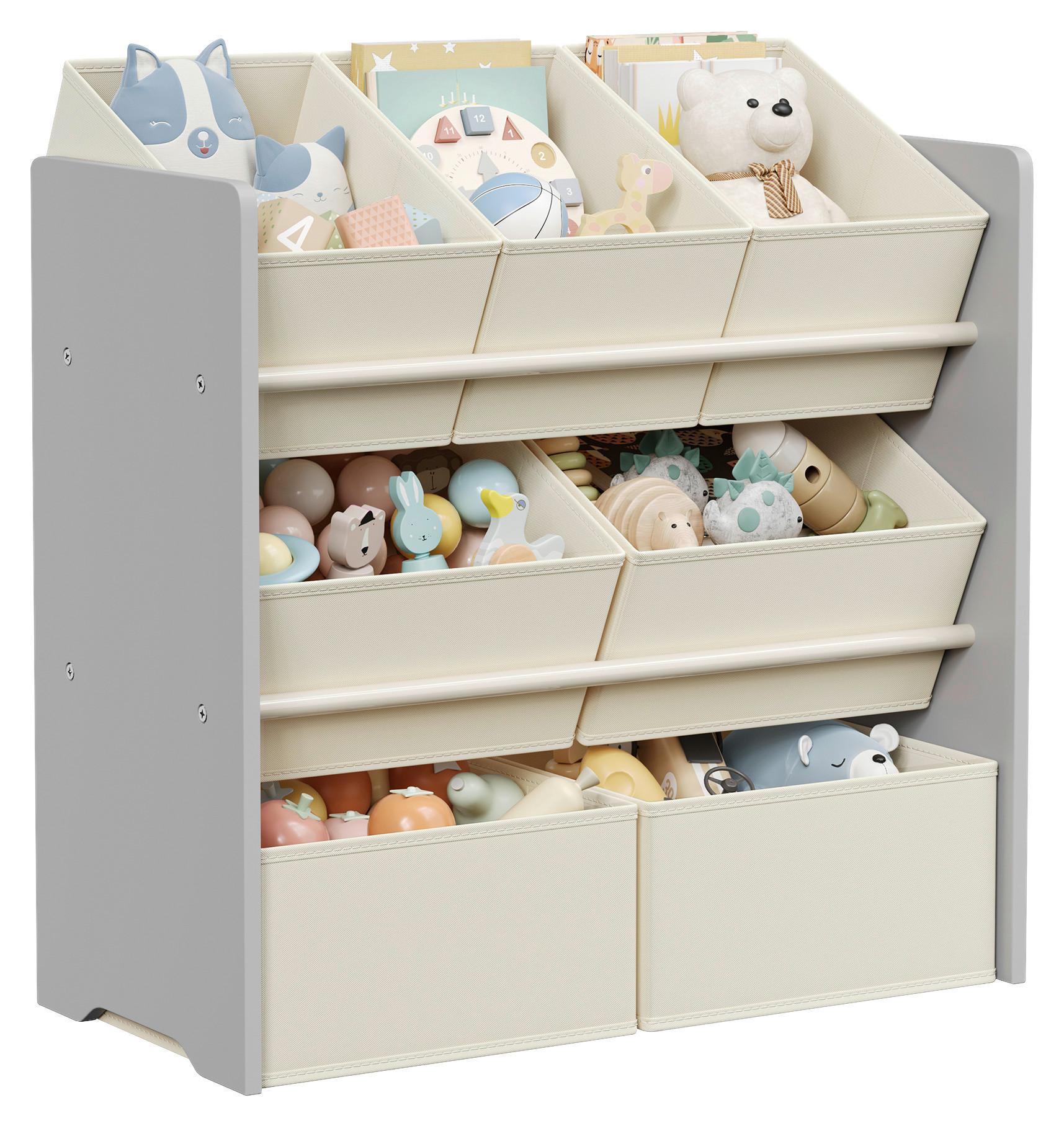 Kinderregal Toy Storage Shelf Grau/Beige B: 62,5 cm - Beige/Grau, MODERN, Holzwerkstoff/Textil (62,5/60/29,5cm) - MID.YOU