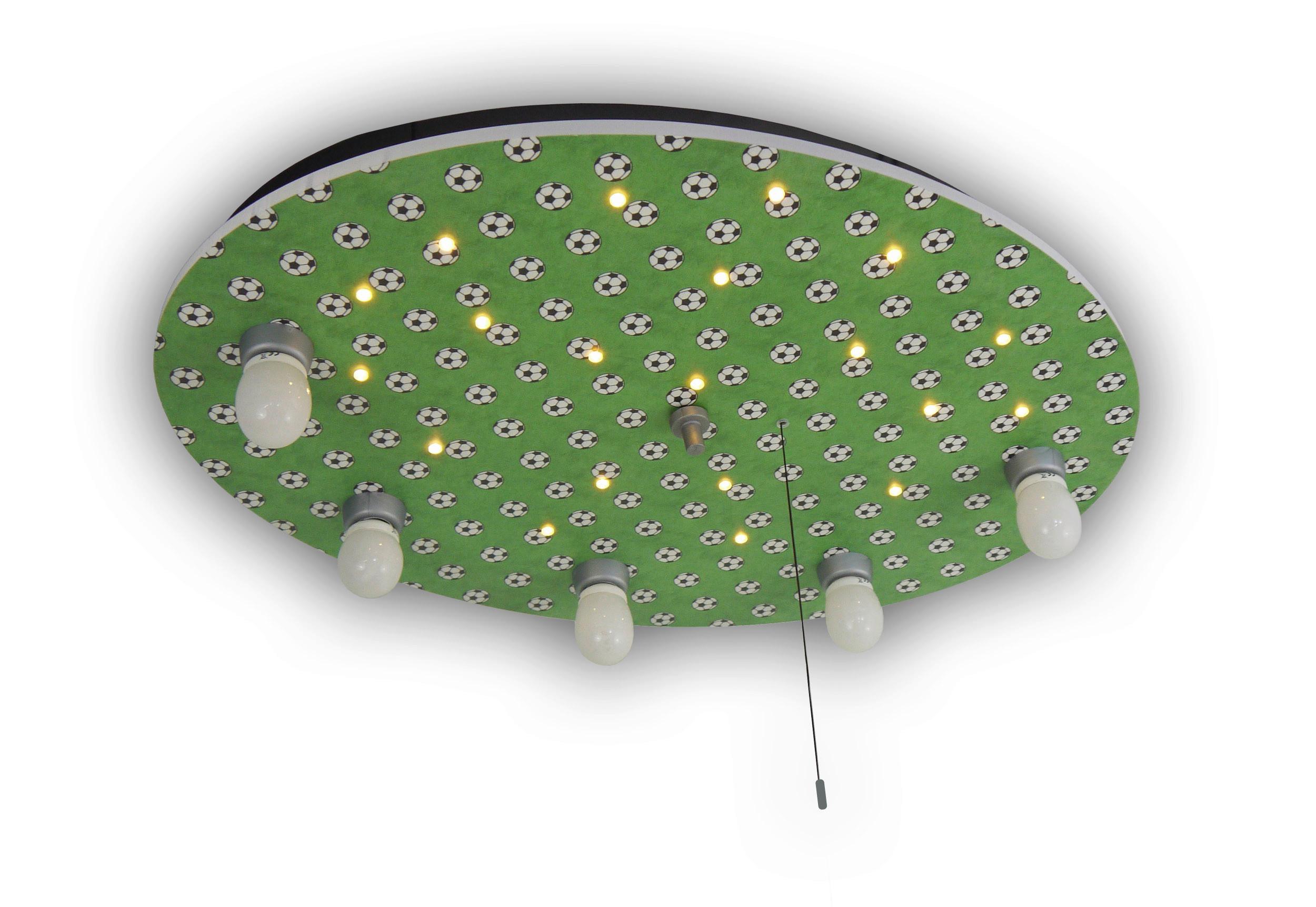 Kinderdeckenleuchte Fussball L: 71 cm mit Sternenhimmel - Grün, Trend, Holz (71/52/7cm) - Niermann