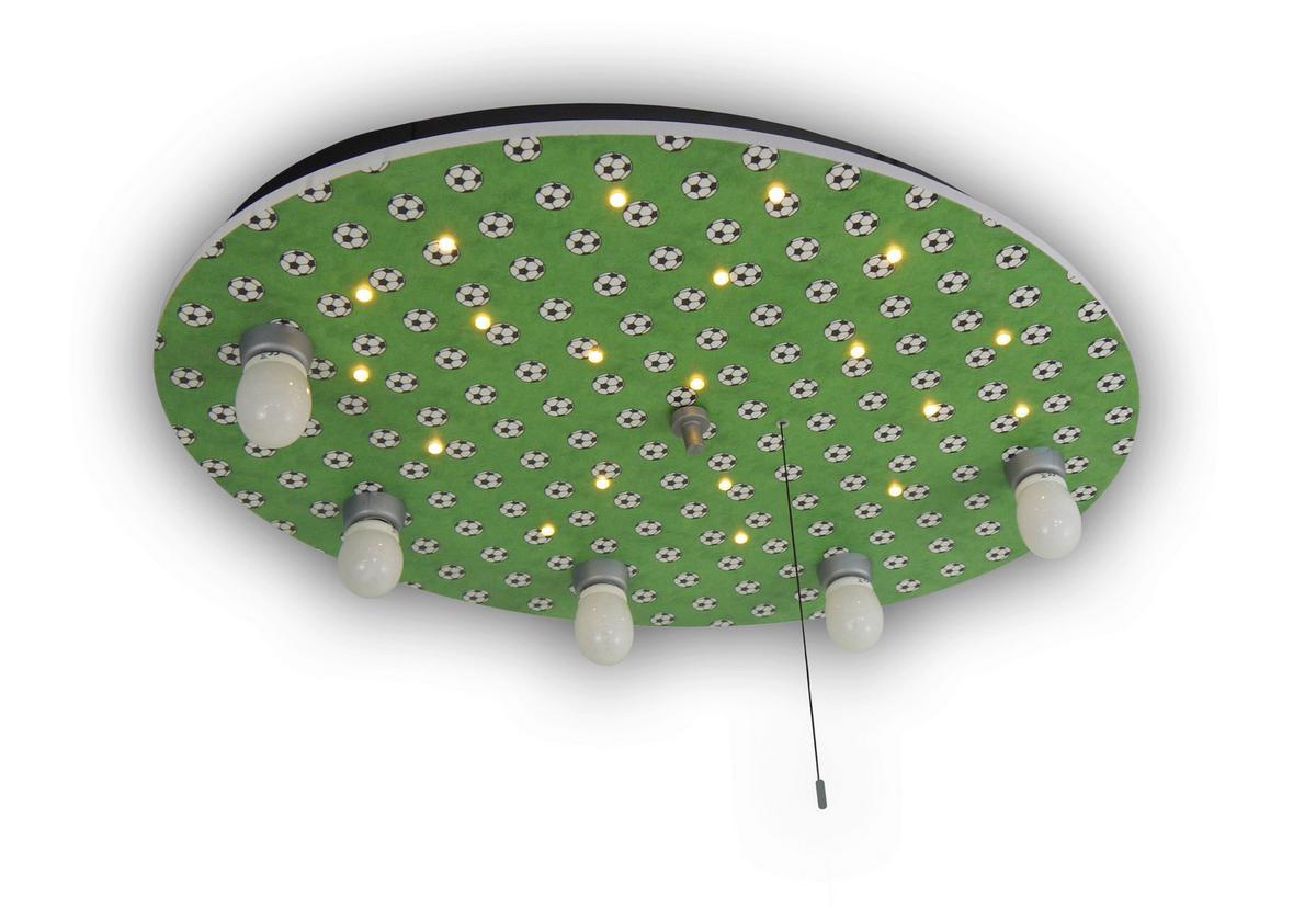 Kinderdeckenleuchte Fussball L: 71 cm mit Sternenhimmel - Grün, Trend, Holz (71/52/7cm) - Niermann