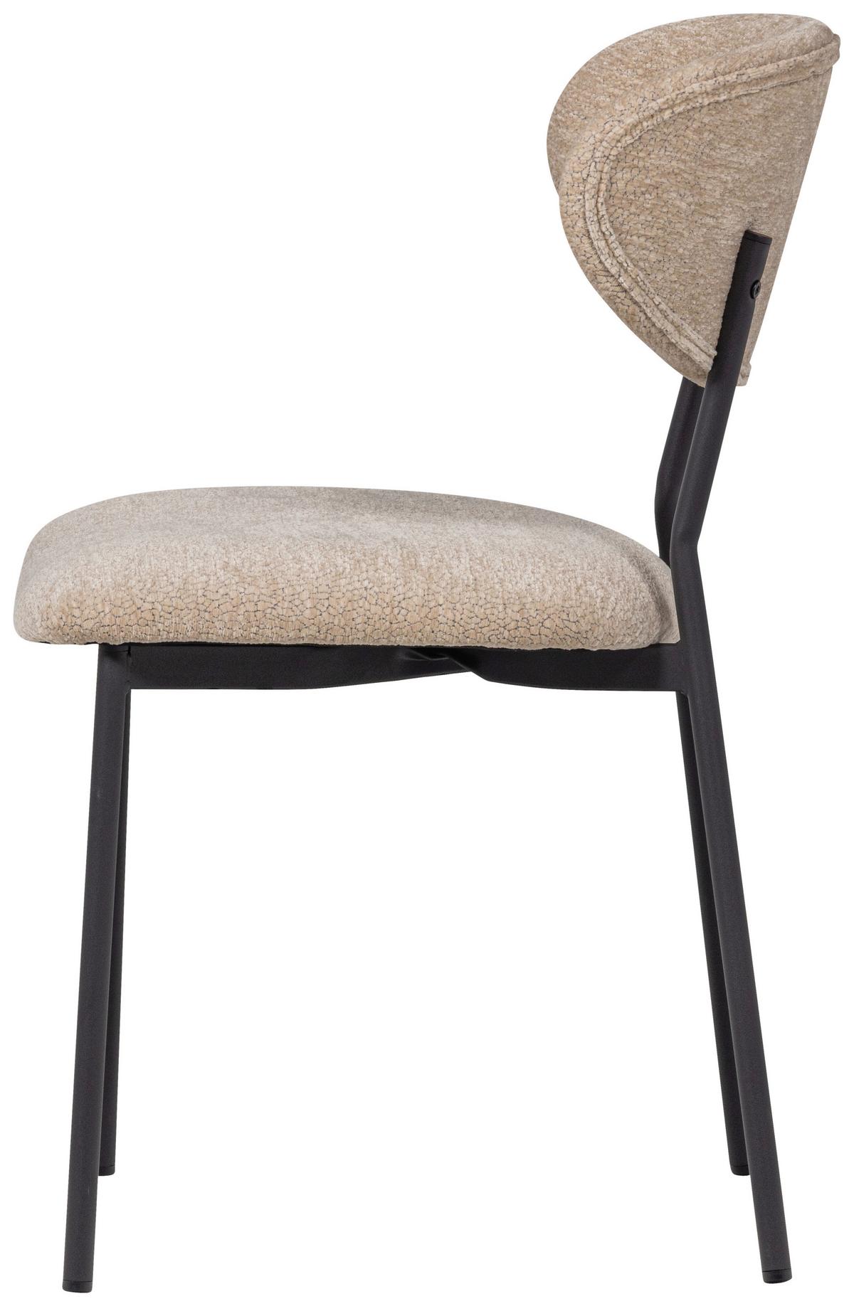 Stuhl-Set Klejd Naturfarben B: 47cm - Schwarz/Naturfarben, MODERN, Textil/Metall (47/79/53cm) - Livetastic