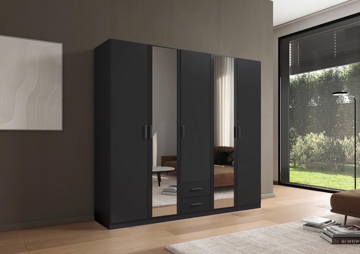 Drehtürenschrank Mit Spiegel 226 Cm Despina - Grau, KONVENTIONELL, Holzwerkstoff (226/210/54cm)