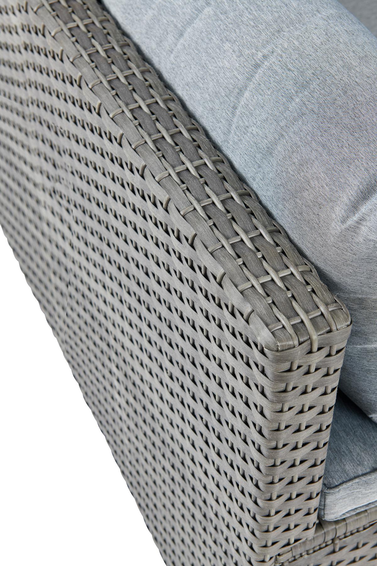 Loungegarnitur 5-Tlg. Almeria, Polyrattan/Textil mit Kissen - Grau, MODERN, Glas/Kunststoff