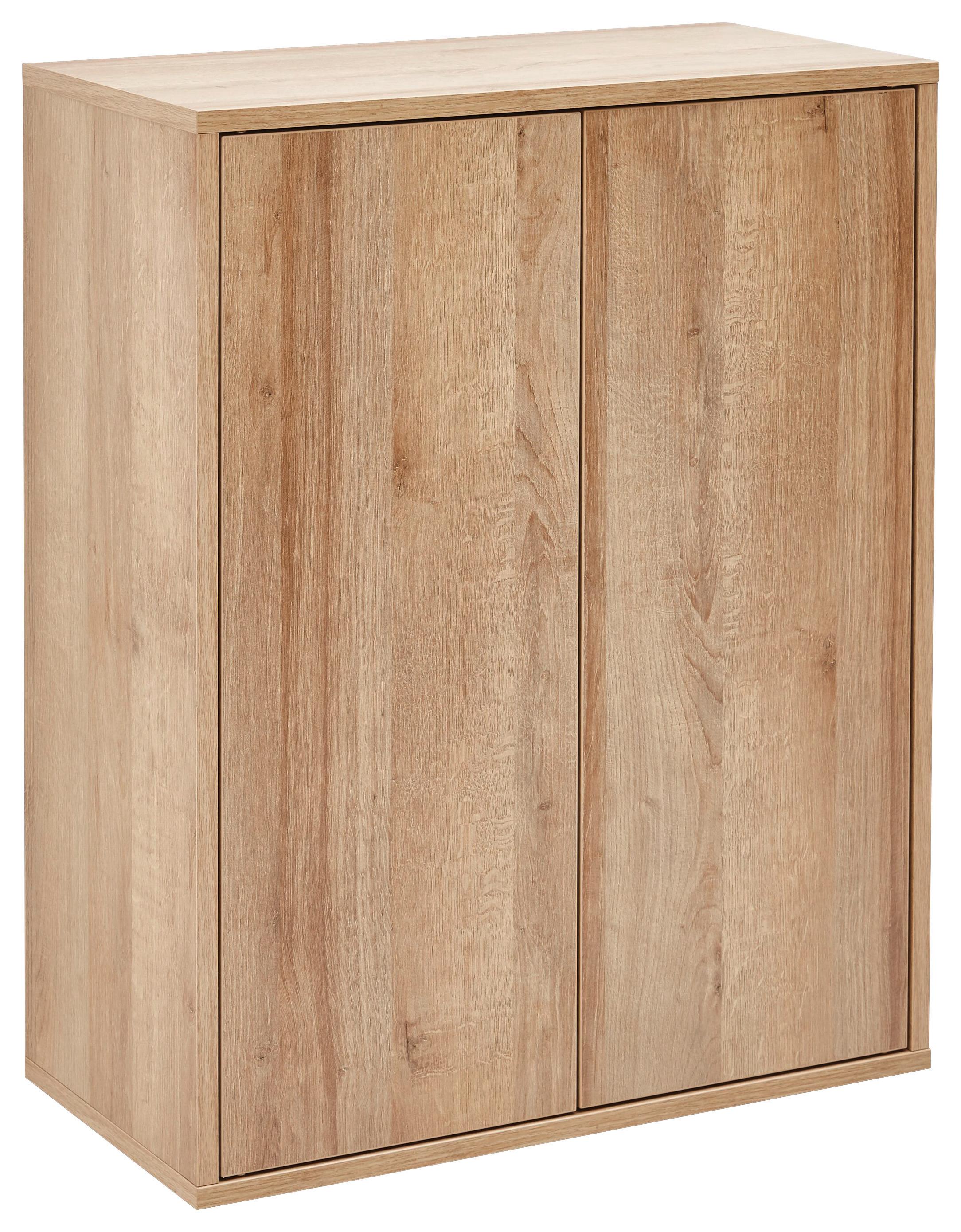 Midischrank mit Türdämpfung Finn B: 60 cm Eiche Dekor - Eichefarben, MODERN, Glas/Holzwerkstoff (60/75/30,5cm) - MID.YOU