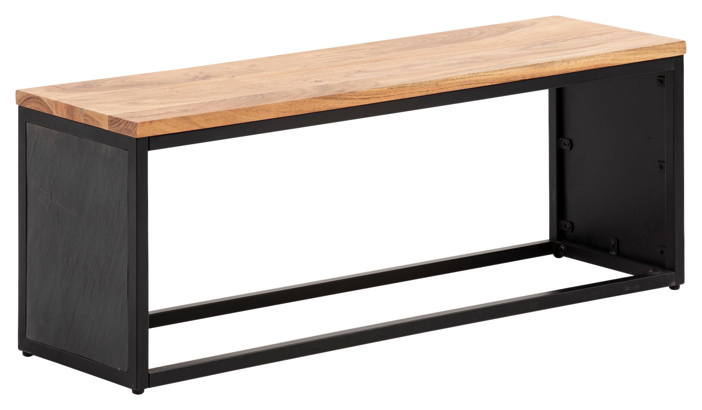 Lavica kov/masív - čierna/farba akácie, Lifestyle, kov/drevo (120/45/35cm) - MID.YOU