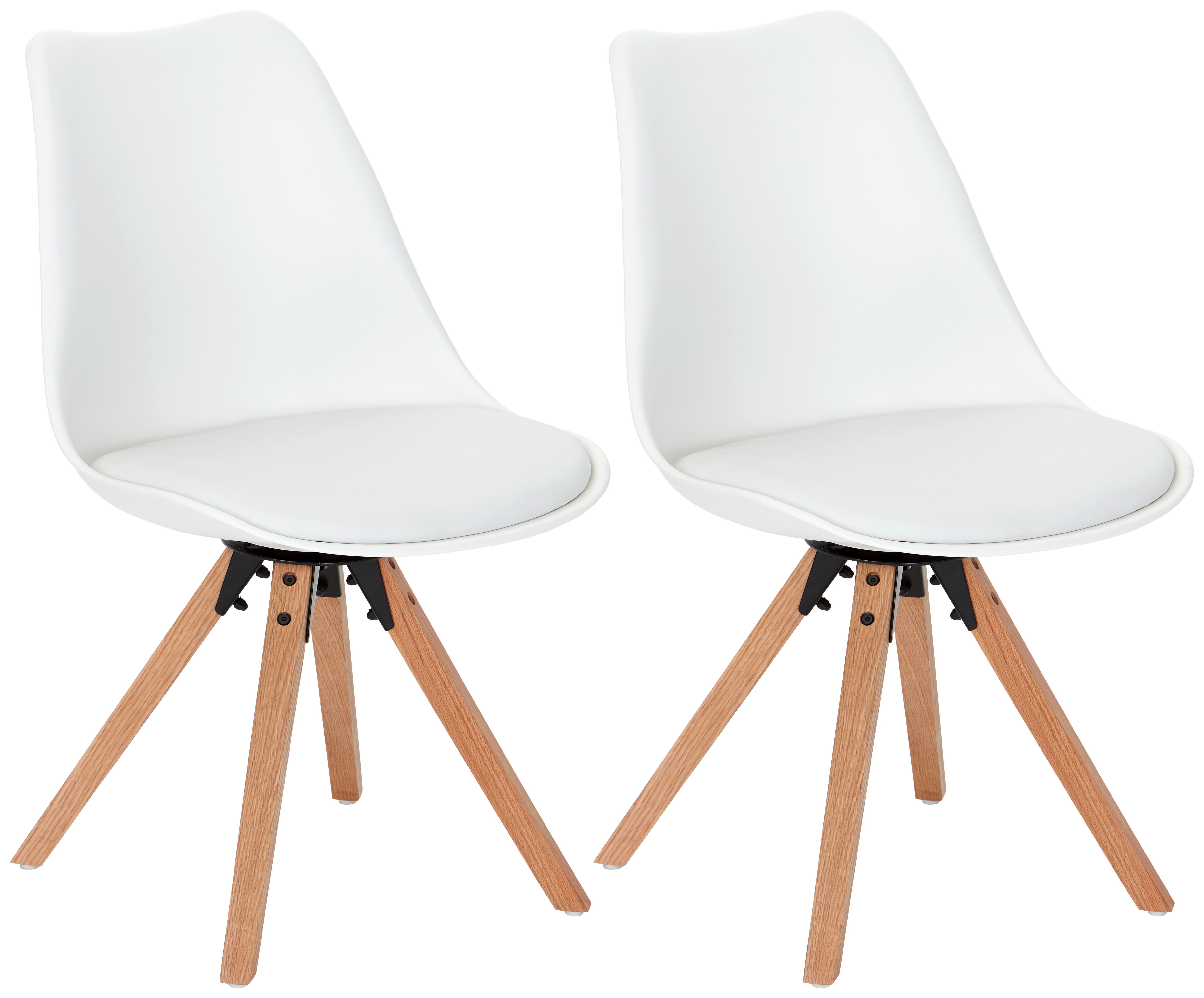 Schalenstuhl Malmö Weiß Lederlook drehbar 2er-Set - Eichefarben/Weiß, MODERN, Holz/Kunststoff (56/85/49cm) - Luca Bessoni