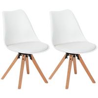 Schalenstuhl Malmö Weiß Lederlook Drehbar 2er-Set - Eichefarben/Weiß, MODERN, Holz/Kunststoff (56/85/49cm) - Luca Bessoni