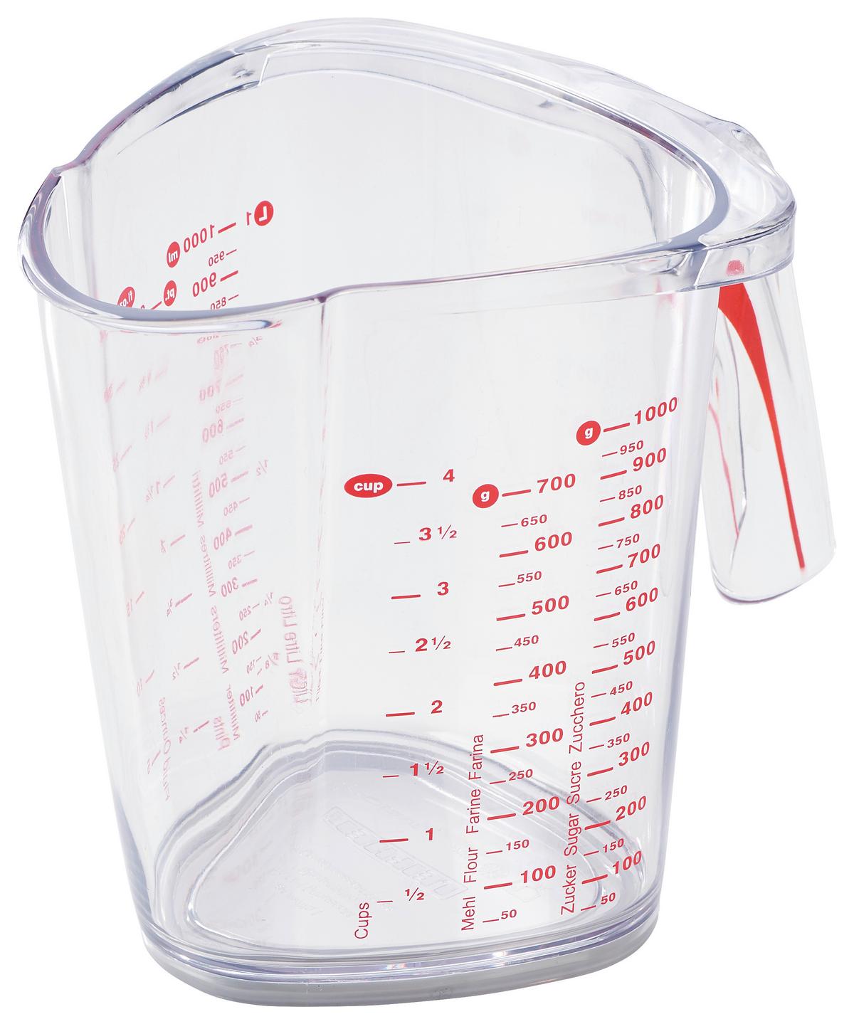 Messbecher Comfortline Inhalt Max. 1 Liter - Transparent/Rot, Basics, Kunststoff (16cm) - Leifheit