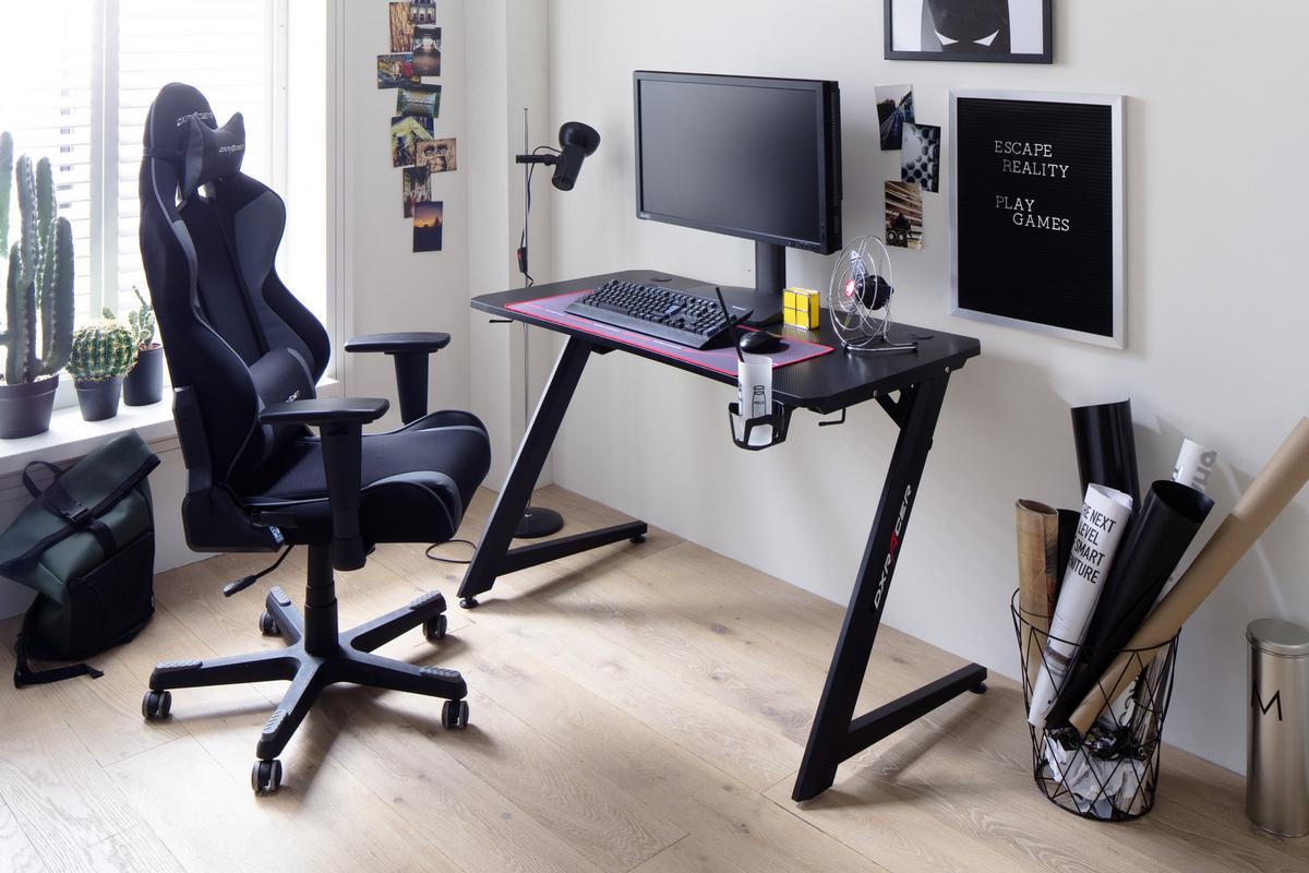 Herní stůl DX RACER - černá, Design, kov/kompozitní dřevo (111/75/60cm) - Dxracer