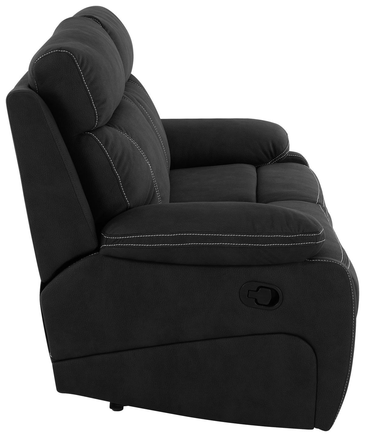Dvojmiestna pohovka EMBER, čierna, s relaxačnou funkciou - čierna, Basics, kov/drevo (178/103/96cm) - Livetastic