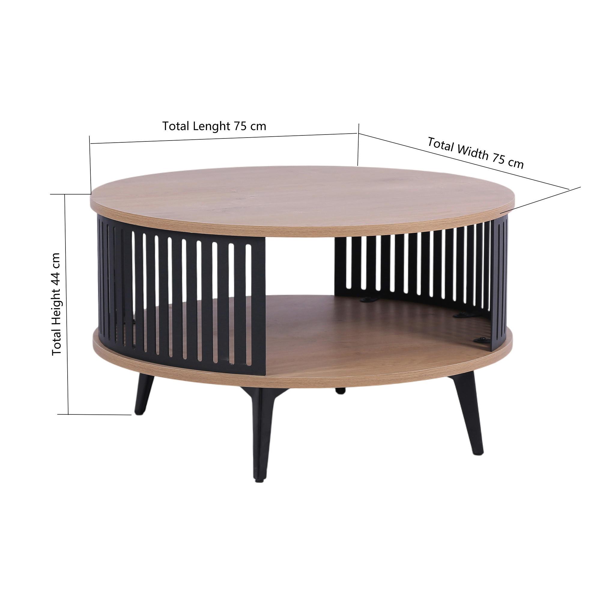Couchtisch Santiago Mdf Eiche, B: 75 cm - Eichefarben/Schwarz, MODERN, Holzwerkstoff/Metall (75/44/75cm)
